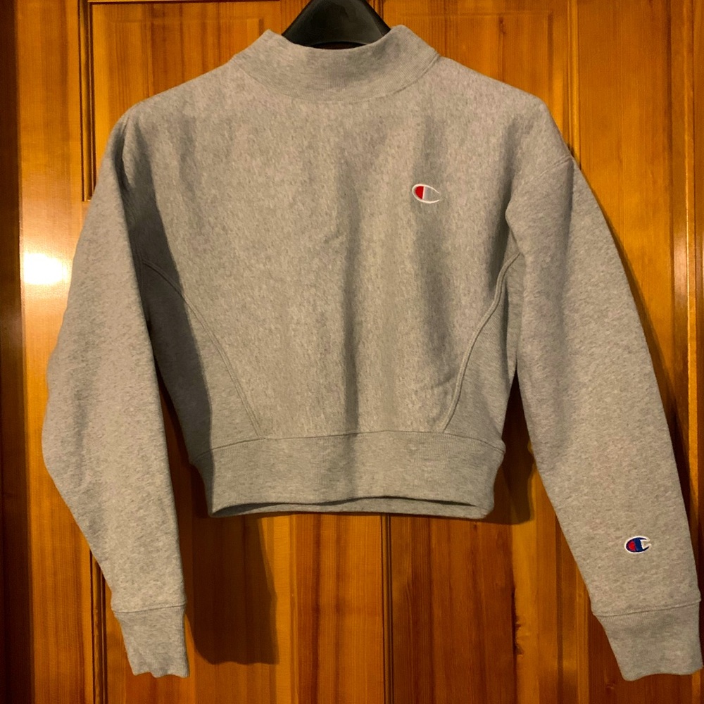 cropped pullover with high collar